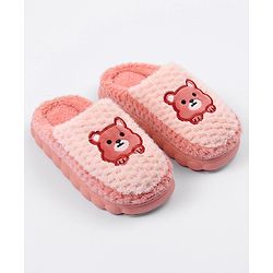 Cute Walk by Babyhug Slip On Teddy Embroidered Winter Booties - Pink