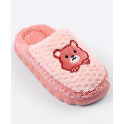 Cute Walk by Babyhug Slip On Teddy Embroidered Winter Booties - Pink