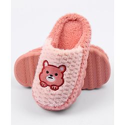 Cute Walk by Babyhug Slip On Teddy Embroidered Winter Booties - Pink