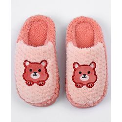 Cute Walk by Babyhug Slip On Teddy Embroidered Winter Booties - Pink