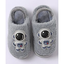 Cute Walk by Babyhug Slip On Winter Booties Space Suit Applique - Grey