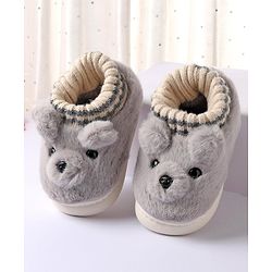 Cute Walk by Babyhug Fur Bear Face Applique  Winter Booties - Beige