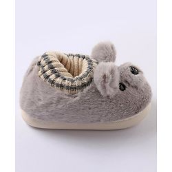Cute Walk by Babyhug Fur Bear Face Applique  Winter Booties - Beige