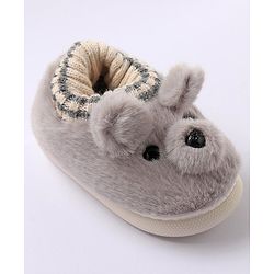 Cute Walk by Babyhug Fur Bear Face Applique  Winter Booties - Beige