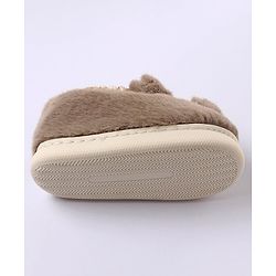 Cute Walk by Babyhug Fur Bear Face Applique  Winter Booties - Beige