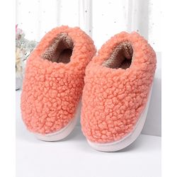 Cute Walk by Babyhug Slip On Solid Colour Fur Winter Booties - Orange
