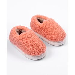 Cute Walk by Babyhug Slip On Solid Colour Fur Winter Booties - Orange