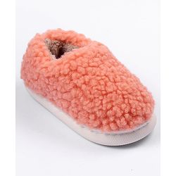 Cute Walk by Babyhug Slip On Solid Colour Fur Winter Booties - Orange