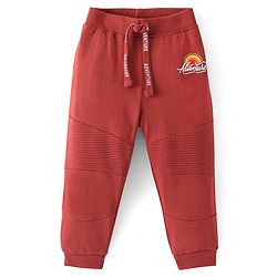 Babyhug Cotton Looper Knit Adventure Text Printed Lounge Pant - Rust