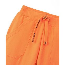 Babyhug Cotton Looper Knit Full Length Lounge Pant Text Printed - Orange