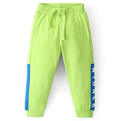 Babyhug Cotton Looper Knit Full Length Lounge Pant Text Printed - Lime Green