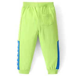 Babyhug Cotton Looper Knit Full Length Lounge Pant Text Printed - Lime Green