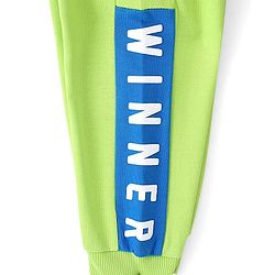 Babyhug Cotton Looper Knit Full Length Lounge Pant Text Printed - Lime Green
