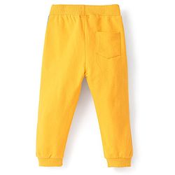 Babyhug Cotton Looper Knit Full Length Track Pants Text Print - Yellow