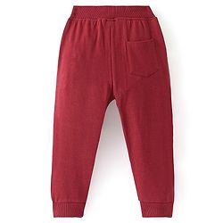 Babyhug Cotton Looper Knit Game Day Text Printed Lounge Pant - Red
