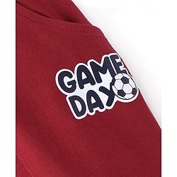 Babyhug Cotton Looper Knit Game Day Text Printed Lounge Pant - Red