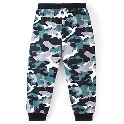 Babyhug Cotton Looper Full Length Lounge Pant Camo Print- Grey Black & Green