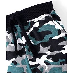 Babyhug Cotton Looper Full Length Lounge Pant Camo Print- Grey Black & Green
