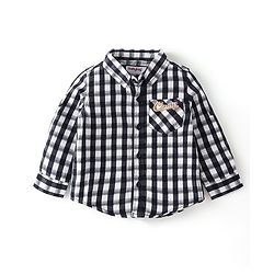 Babyhug Cotton Knit Full Sleeves Shirt & Lounge Pant With Checkered & Text Embroidery - Blue &  Brown