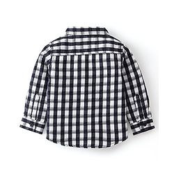 Babyhug Cotton Knit Full Sleeves Shirt & Lounge Pant With Checkered & Text Embroidery - Blue &  Brown
