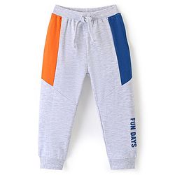 Babyhug Cotton Looper Full Length Lounge Pant Color Block- Grey