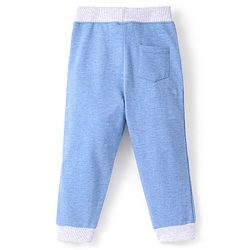 Babyhug Cotton Looper Knit Full Length Track Pant Text Print - Blue