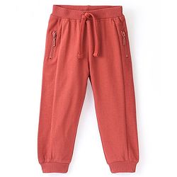 Babyhug Cotton Looper Knit Full Length Solid Color Lounge Pant - Maroon
