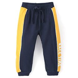 Babyhug Full Length Cotton Looper Knit Lounge Pant - Navy Blue
