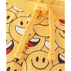 Babyhug Cotton Looper Knit Full Length Smiley Printed Lounge Pant - Yellow