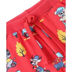 Babyhug Cotton Looper Knit Full Length Lounge Pant Animal Print - Red