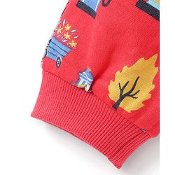 Babyhug Cotton Looper Knit Full Length Lounge Pant Animal Print - Red