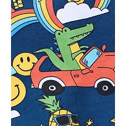 Babyhug Cotton Knit Full Sleeves Sweatshirt Rainbow Print - Navy Blue