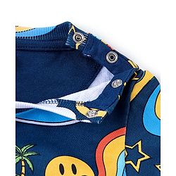 Babyhug Cotton Knit Full Sleeves Sweatshirt Rainbow Print - Navy Blue