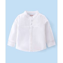 Babyhug Full Sleeves Solid Color Shirt & Denim Jeans - White & Blue