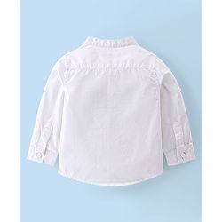 Babyhug Full Sleeves Solid Color Shirt & Denim Jeans - White & Blue