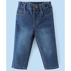 Babyhug Full Sleeves Solid Color Shirt & Denim Jeans - White & Blue