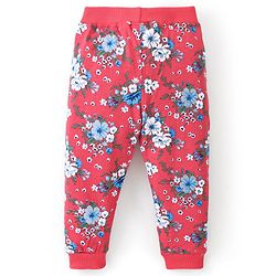 Babyhug Cotton Looper Knit Full Length Lounge Pant Floral Print - Red