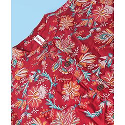 Babyhug 100% Cotton Woven Full Sleeves Kurta & Pyjama Set Floral Print - Red