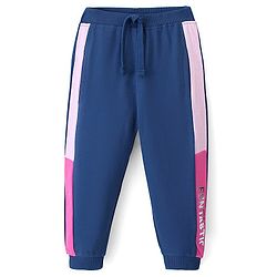 Babyhug Cotton Looper Knit Full Length Lounge Pant Text Printed - Blue