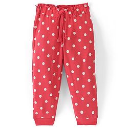 Babyhug Cotton Looper Full Length Lounge Pant Polka Dots - Red