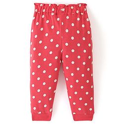 Babyhug Cotton Looper Full Length Lounge Pant Polka Dots - Red