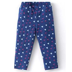 Babyhug Cotton Lycra Full Length  Leggings Hearts & Polka Dots Printed Pack of 3 - Blue & Pink