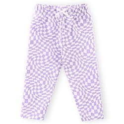 Babyhug Cotton Lycra Knit Full Length Stretchable Leggings Checks & Floral Print Pack of 3 - Pink & Purple
