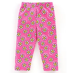 Babyhug Cotton Lycra Knit Full Length Stretchable Leggings Checks & Floral Print Pack of 3 - Pink & Purple