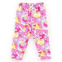 Babyhug Cotton Lycra Knit Full Length Stretchable Leggings Checks & Floral Print Pack of 3 - Pink & Purple