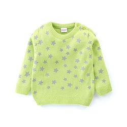 Babyhug Knit Full Sleeves Sweater With Star Print - Green