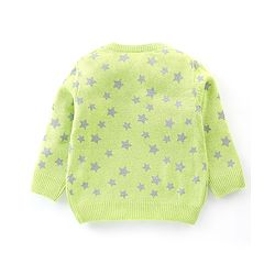 Babyhug Knit Full Sleeves Sweater With Star Print - Green