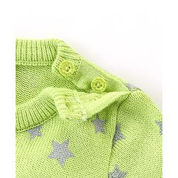 Babyhug Knit Full Sleeves Sweater With Star Print - Green