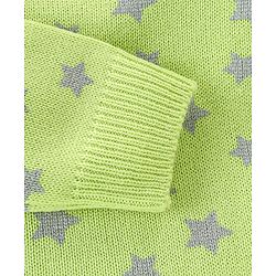 Babyhug Knit Full Sleeves Sweater With Star Print - Green