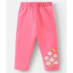 Babyhug Cotton Lycra Full Length Stretchable Leggings Floral & Dot Print Pack of 3- Yellow Pink & Blue